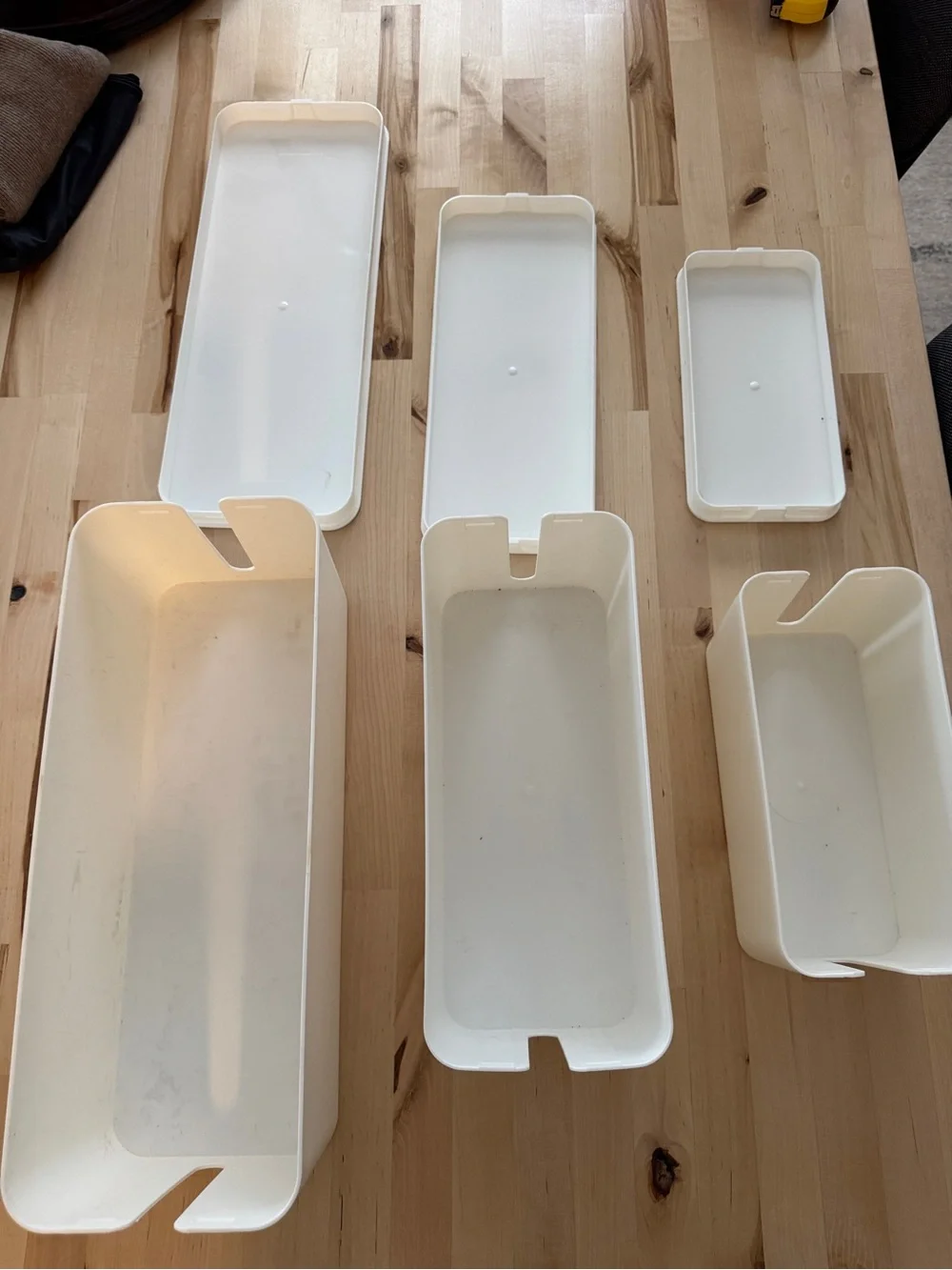 Set of 3 White Rectangular Storage Boxes